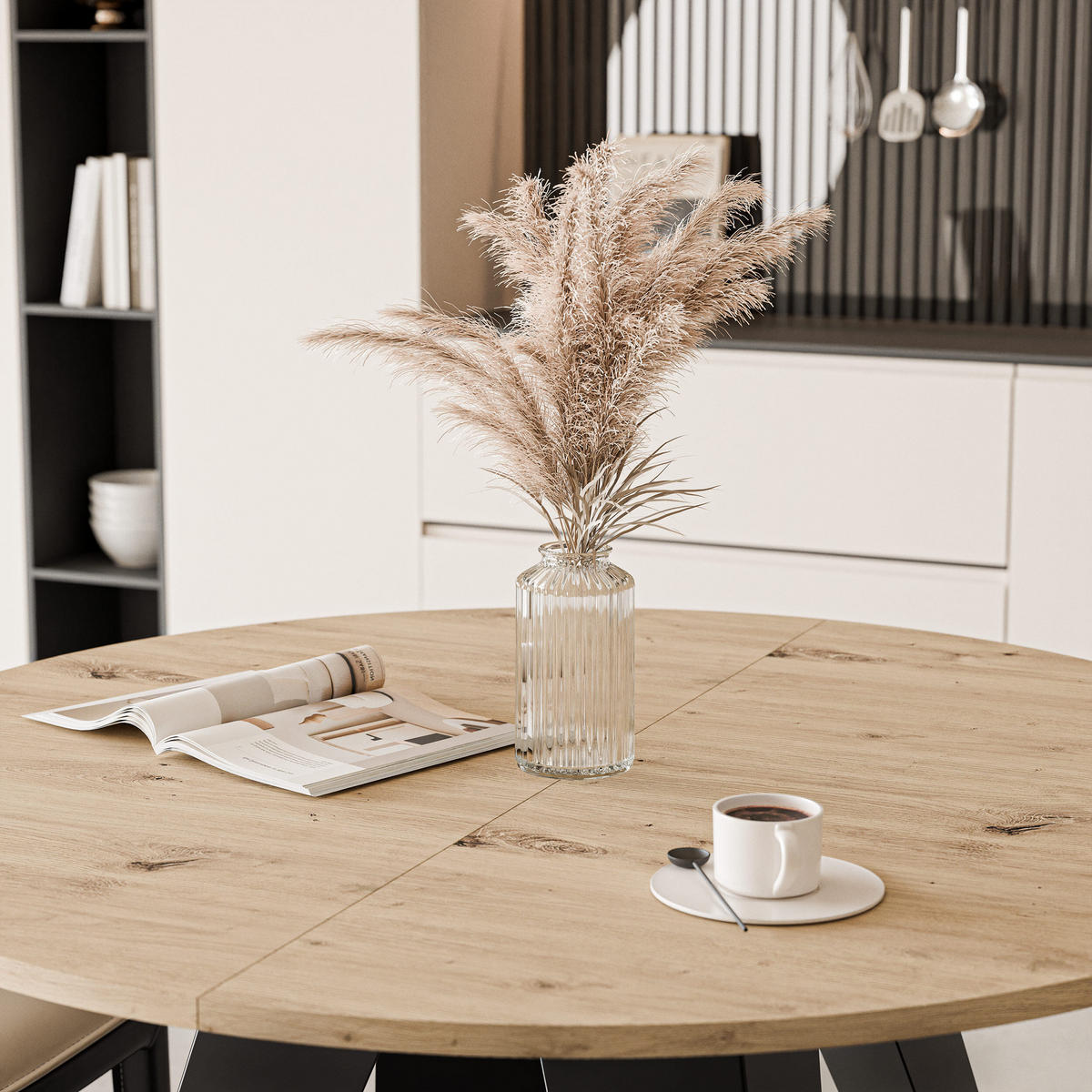 ESSTISCH ausziehbar auf MDF, Grau - Weiß/Grau, Holzwerkstoff (90/90/76cm) - Idohome