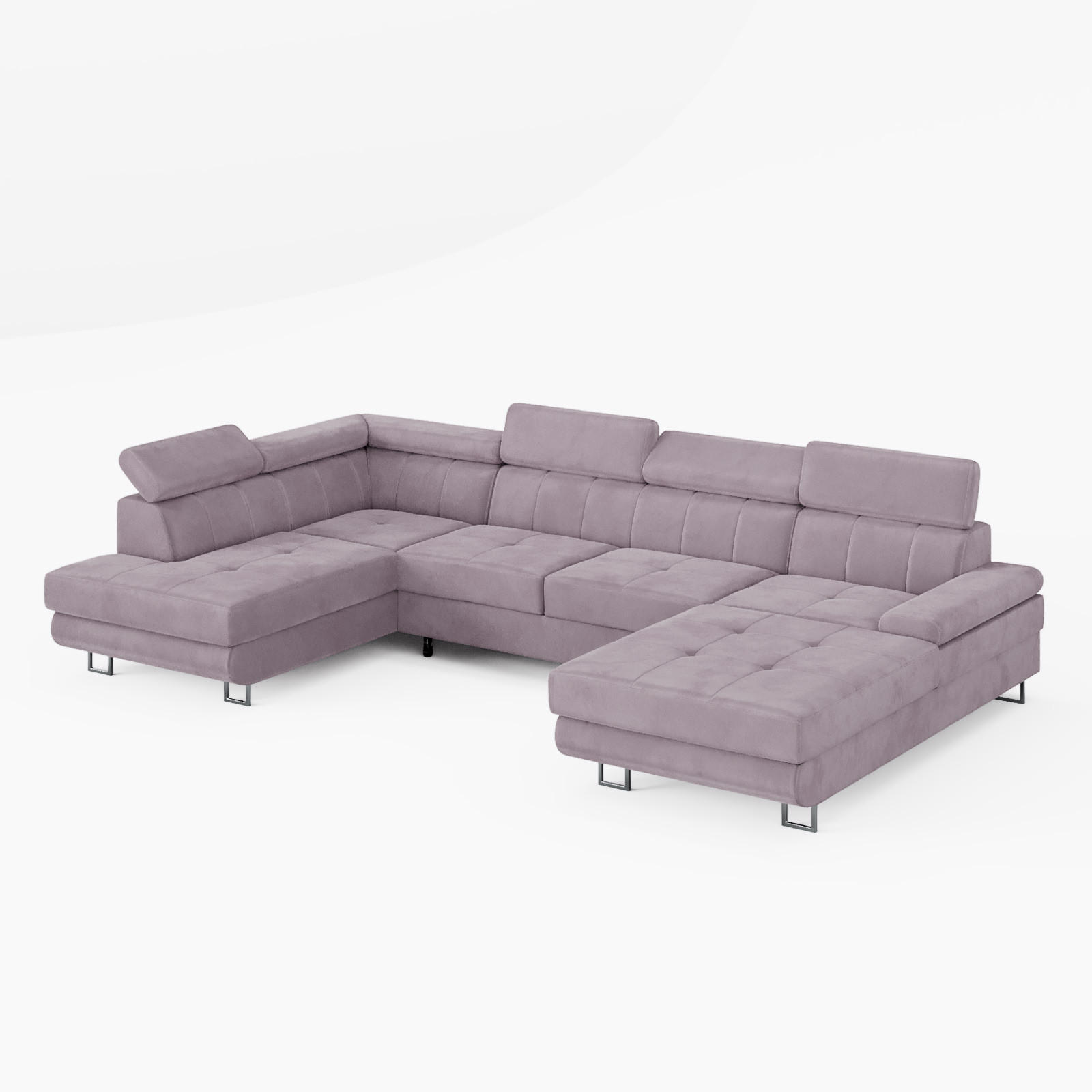 WOHNLANDSCHAFT MARRY Links Hellrosa Velours-Stoff mit Schlaffunktion und zwei Bettkästen - Pink, Holz/Metall (335/90/190cm) - Barchello