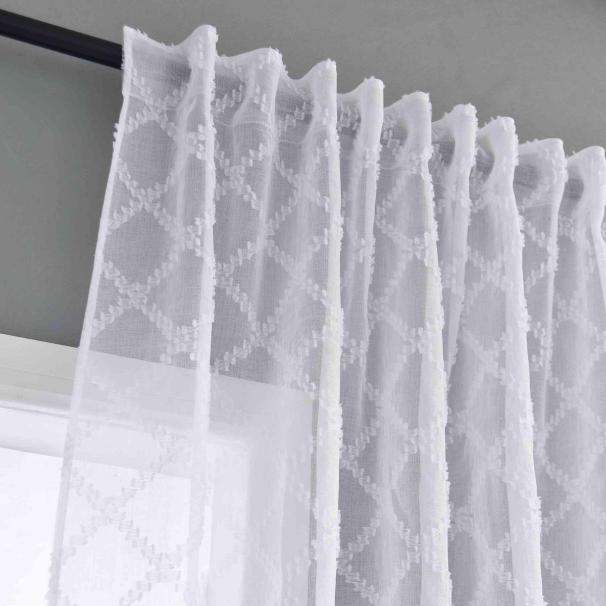 GARDINE VALENCIA HxB 245x145 cm Natur Diamond - Weiß, Textil (145/245cm)