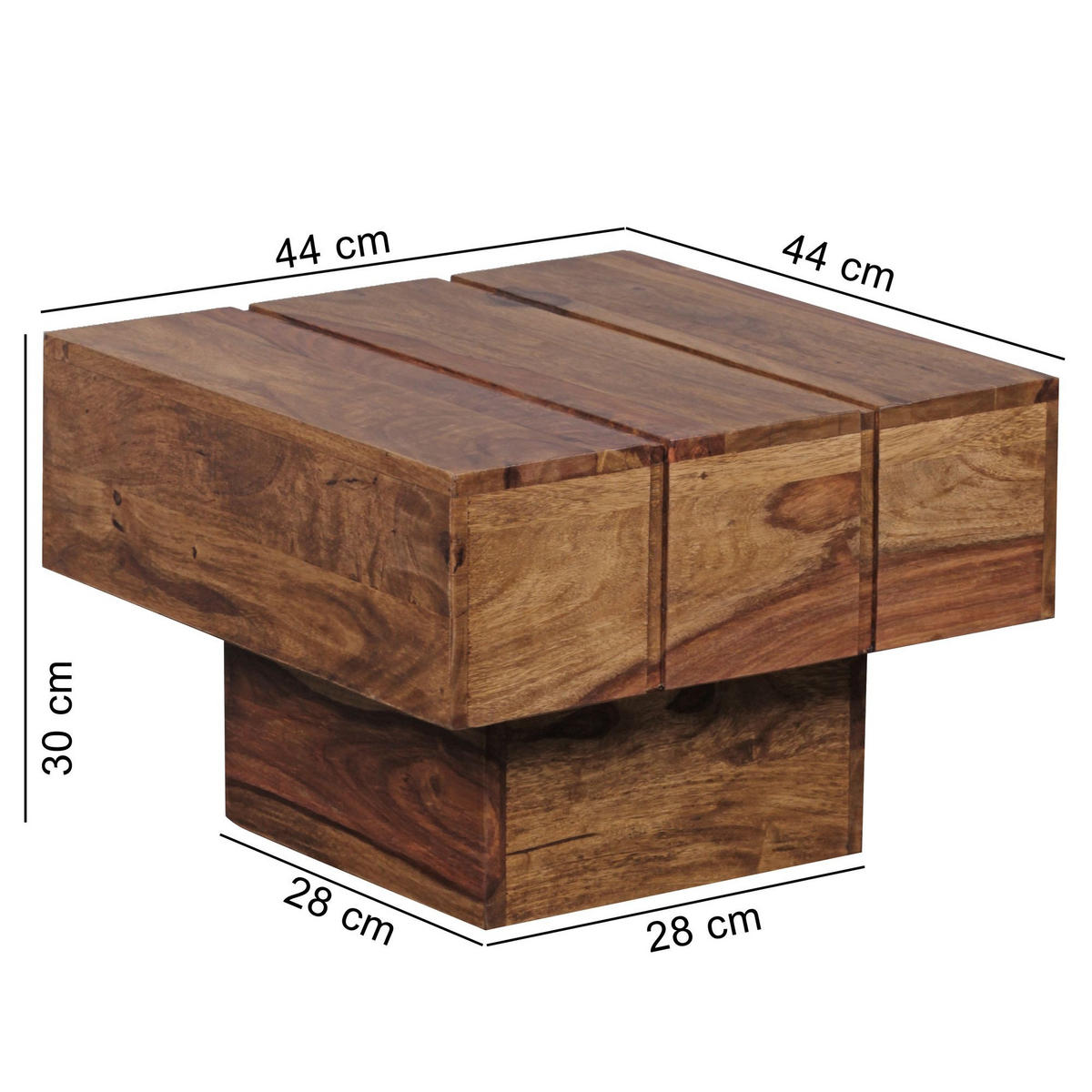 BEISTELLTISCH aus Massivholz, handgefertigt, Unikat, Braun 44x44x30 cm - Braun, Holz (44/44/30cm) - KADIMA DESIGN