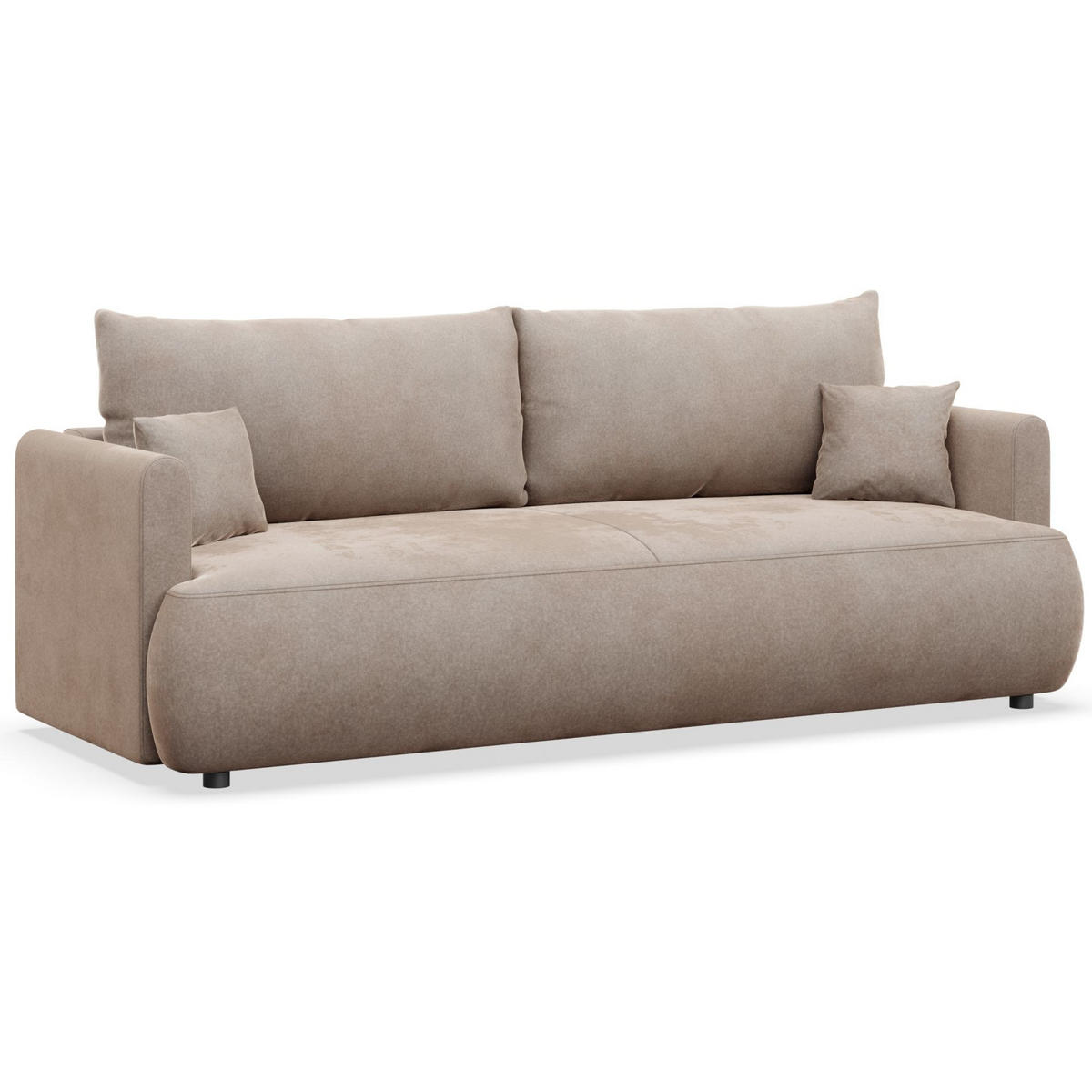 3-SITZER SOFA Ovo Mini Beige Velours Easy-Clean - Beige/Schwarz, Kunststoff/Textil (226/90/97cm) - Selsey