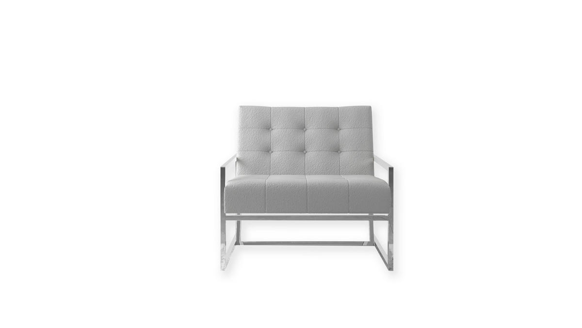 LOUNGESESSEL Duban Grau Bouclé-Stoff - Silberfarben/Grau, Holz/Textil (84/81/89cm) - S-Style Möbel
