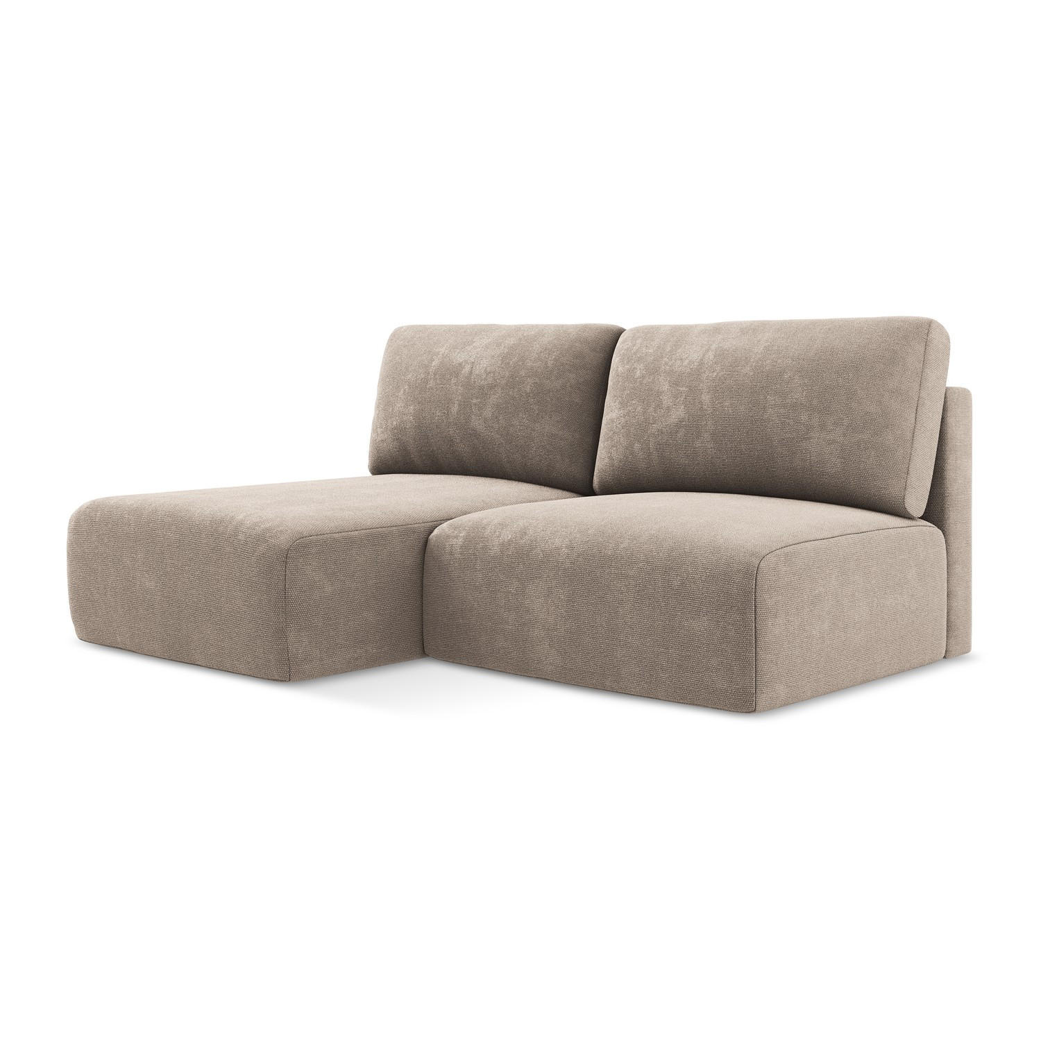 ECKSOFA mit Schlaffunktion links Chenille Stoff Beige - Beige/Schwarz, Kunststoff/Textil (149/210cm) - LaMiaSofa