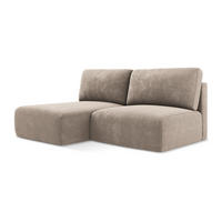 ECKSOFA mit Schlaffunktion links Chenille Stoff Beige - Beige/Schwarz, Kunststoff/Textil (149/210cm) - LaMiaSofa