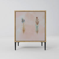 SIDEBOARD THE DELIQUESCE, Eichefarben, 57,5x42x72,5 cm, Schwarze Metallfüße - Eichefarben/Multicolor, Holzwerkstoff/Metall (57.5/72.5/42cm) - SpaceRebels
