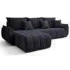 ECKSOFA Romuldi mit Schlaffunktion, Anthrazit Samt, linksseitig - Anthrazit/Schwarz, Kunststoff/Textil (280/185cm) - Selsey