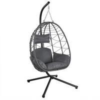 KORBHÄNGESESSEL Aria grau inkl. waschbare Bezüge - Grau, Kunststoff/Metall (95/196/95cm) - Juskys
