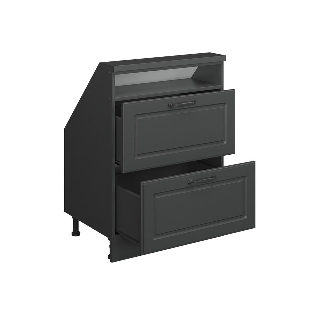 DACHSCHRÄGENSCHRANK Rion Anthrazit Landhaus/Anthrazit mit 2 Schubladen - Anthrazit, Holzwerkstoff (60/81.6/46cm) - Vicco