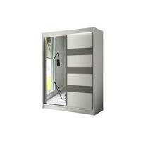 KLEIDERSCHRANK mit LED, Spiegel und Schiebetüre LOSTE - 200 cm Weiß|Grau - Weiß/Grau, Holzwerkstoff (200/215/61cm) - ALTDECOR