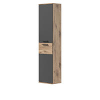 HOCHSCHRANK Hängeschrank Eiche grau 37x152 cm, mit Soft-Close - Eichefarben/Schwarz, Holzwerkstoff/Kunststoff (37/152/24cm) - Inn.Furn