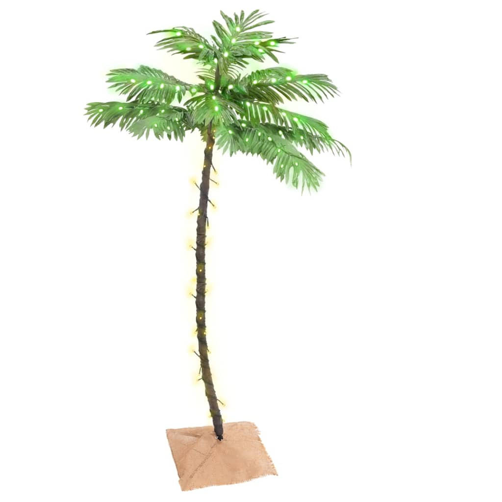 WEIHNACHTSBAUM Palme Künstlicher Mit 88 Leds Warmweiss 150 Cm - Weiß, Metall (150cm) - vidaXL