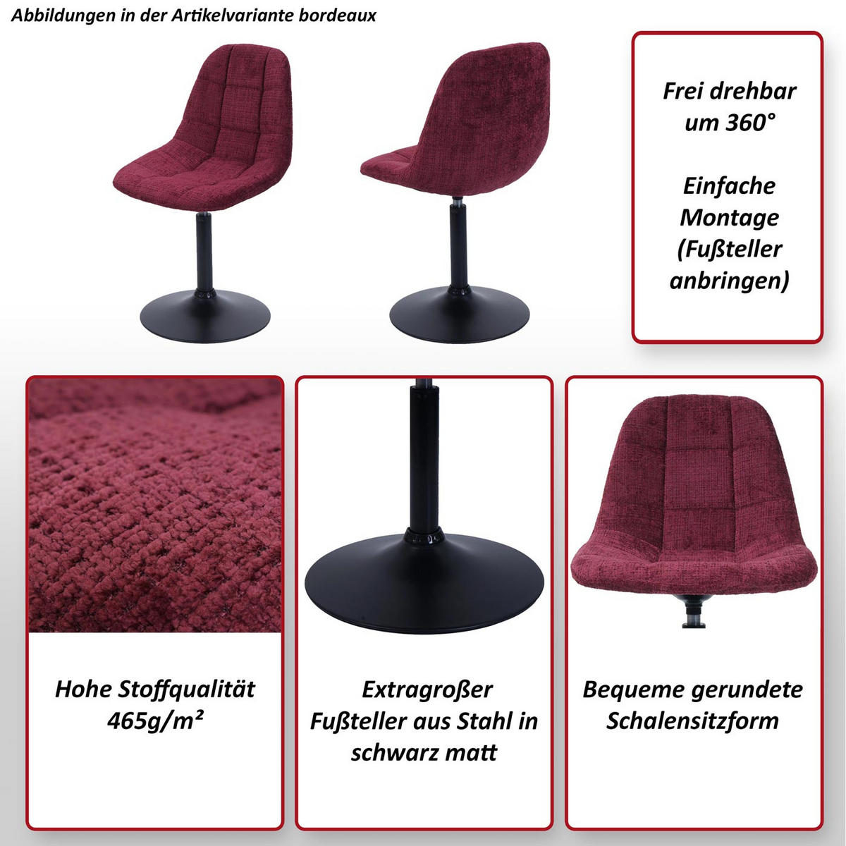 ESSZIMMERSTUHL Cremeweiß 6er-Set - Creme/Weiß, Textil (47/83/43cm) - MCW