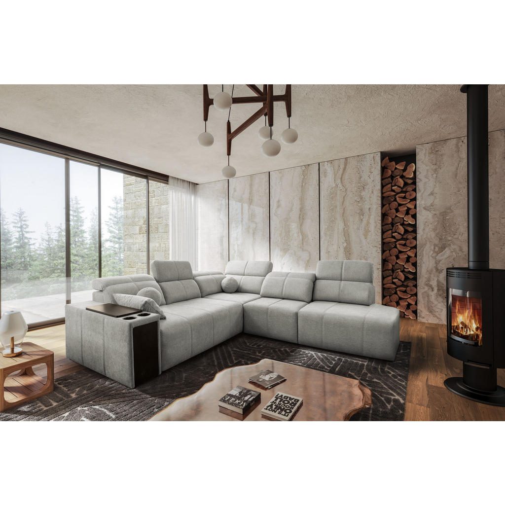 Thumbnail - Kaiser Möbel Ecksofa, Hellgrau, Holz, 4-Sitzer, L-Form, Ottomane links, Ottomane rechts,L-Form, 300x288 cm, Wohnzimmer, ...
