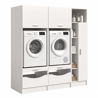 WASCHMASCHINENUMBAU 3tlg. Set Mixx Bad in weiß Nachbildung - modernes Design - B/H/T: 182x195x68 cm - Weiß, Holzwerkstoff (182/195/68cm) - Homes & Jones