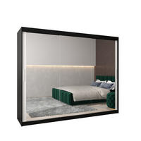 SCHWEBETÜRENSCHRANK 200/250/62 2-türig - Silberfarben/Schwarz, Holz/Kunststoff (250/200/62cm) - Abiks Möbel