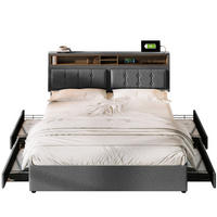 POLSTERBETT 140/200 cm Grau aus Leinen mit 4 Schubladen - Grau, Textil (140/200cm) - OKMYHOME