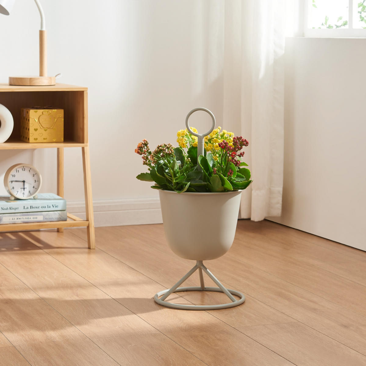 PFLANZENSTÄNDER Alphen - Hellgrau, Metall (23/48cm) - [en.casa]