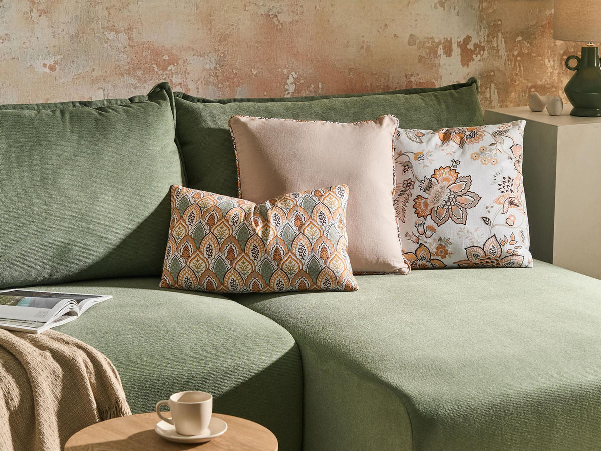 DEKOKISSEN 3er-Set Bunt 45/45 cm Hopea - Multicolor, Textil (45/45cm) - Beliani
