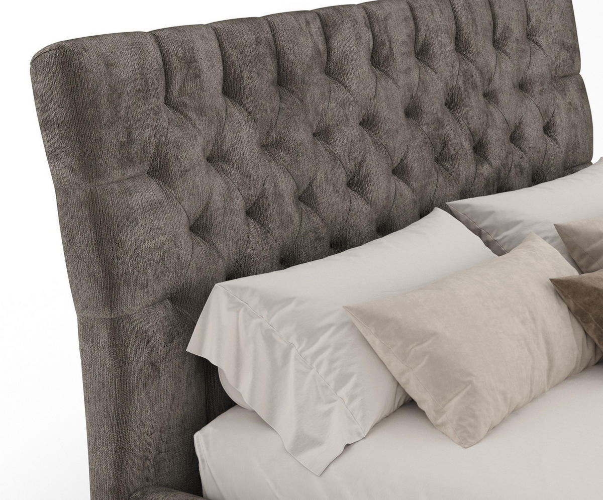 POLSTERBETT Vezzola Grau Braun 180/200 cm im Chenille-Stoff - Graubraun/Naturfarben, Holz/Holzwerkstoff (180/200cm) - Maison de Reve