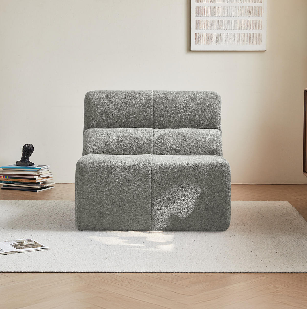 SESSEL Samtstoff komprimiert ergonomisch 94/110/79 cm Hellgrau - Hellgrau, Textil (110/79/94cm) - Redom