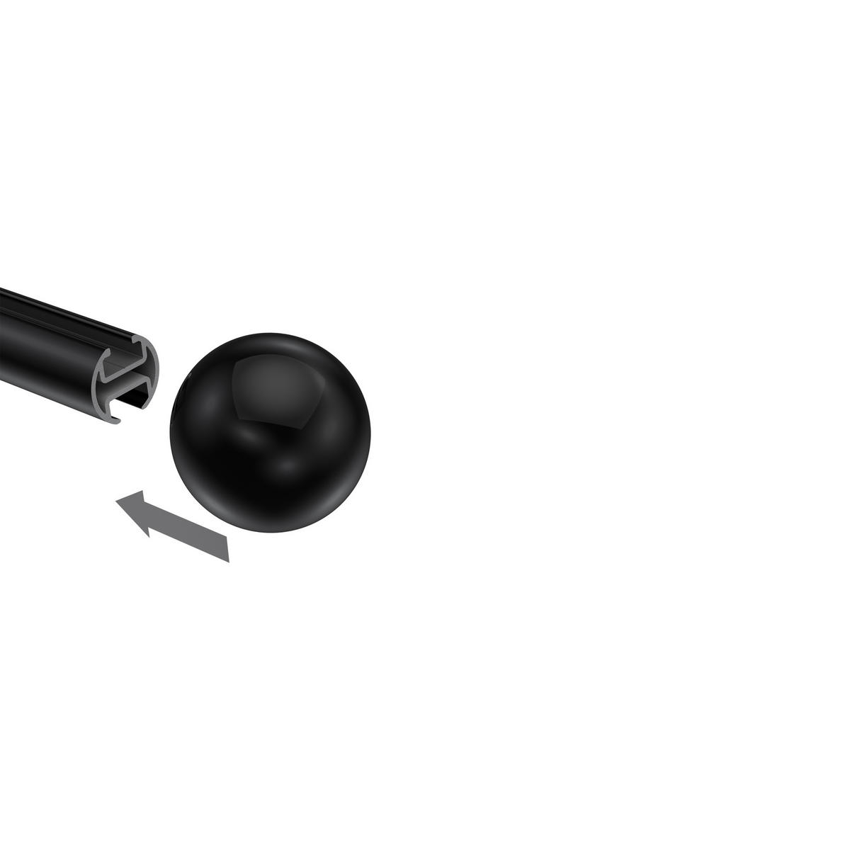 ENDSTÜCKE FÜR GARDINENSTANGEN 20 mm Ø, Luino Schwarz, Packung 2 Stück - Schwarz, Metall (2.5/3/3cm) - INTERDECO