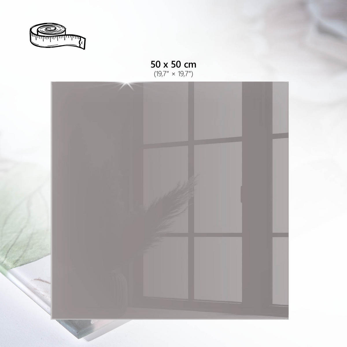 TISCHPLATTE 50x50 cm – Aschgrau - Blau, Glas (50/50/0.4cm) - Wallfluent