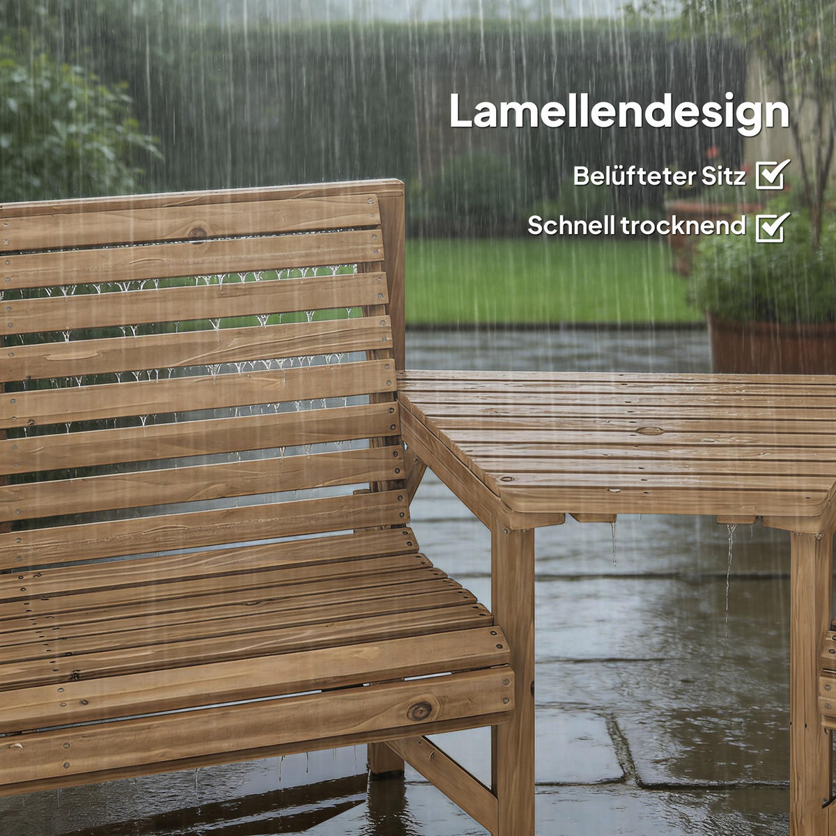 GARTENSTÜHLE 3er Set Tannenholz Naturholz - Naturfarben, Holz - Outsunny