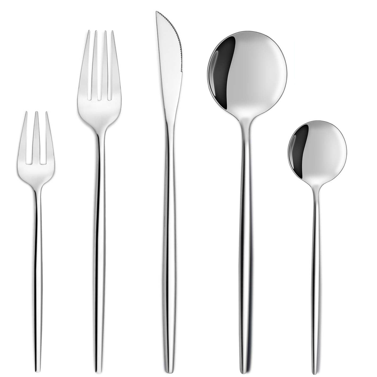 BESTECKSET 6 Personen 30-teilig Edelstahl, Spülmaschinenfest - Silberfarben, Metall - Kaket