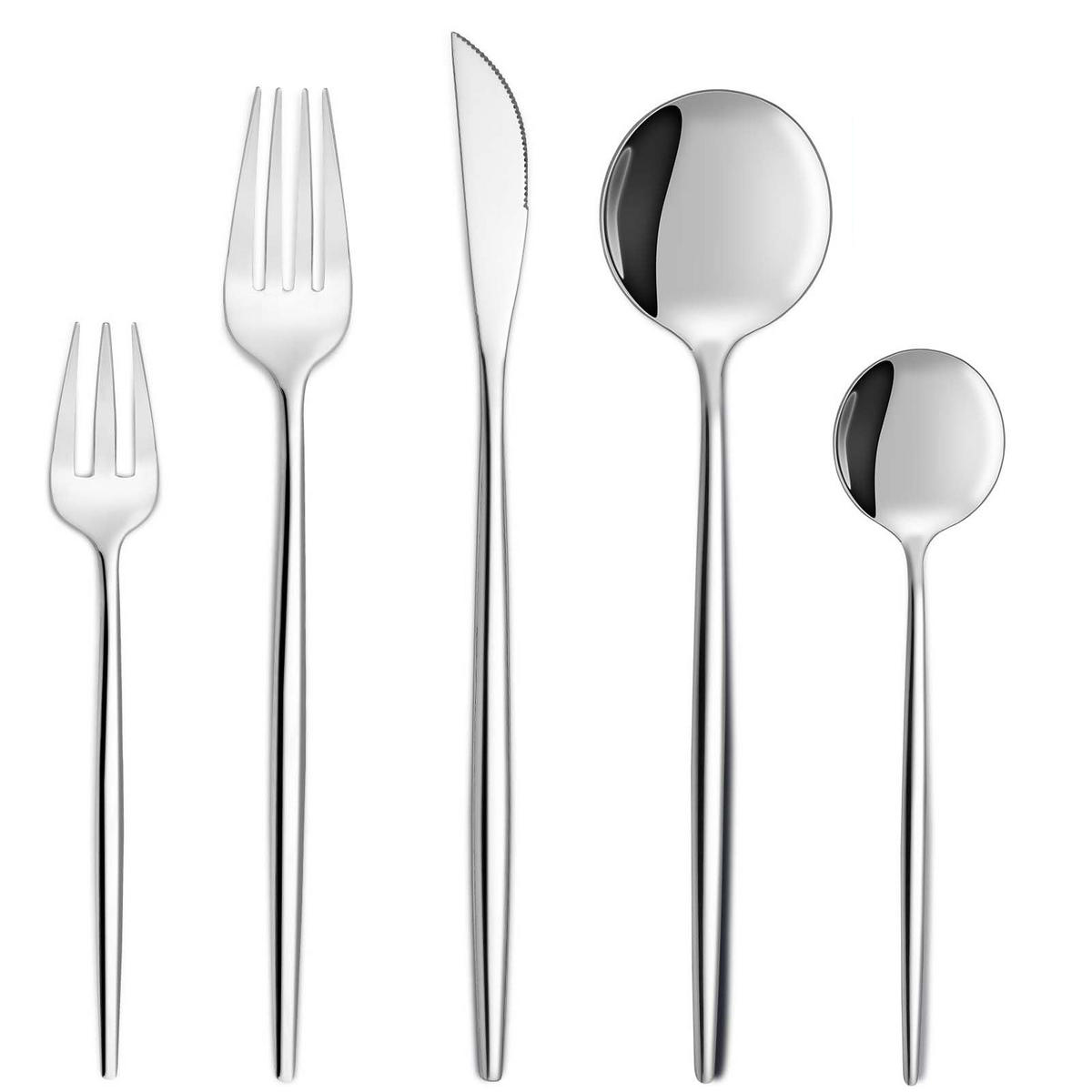 BESTECKSET 6 Personen 30-teilig Edelstahl, Spülmaschinenfest - Silberfarben, Metall - Kaket