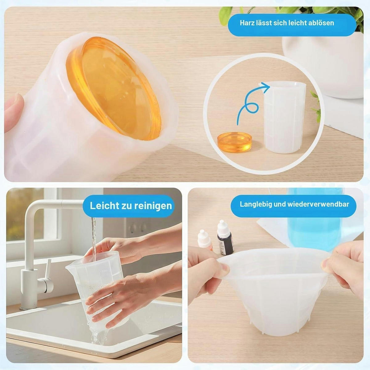 MESSBECHER 2-teiliges Set 700 ml Silikon mit Skala - Transparent, Kunststoff (0.7L)