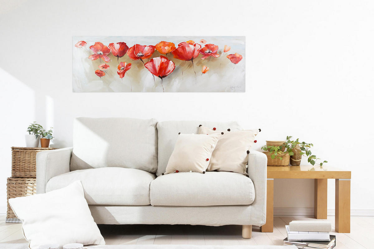 ÖLGEMÄLDE 150/50 cm - Rot, Holz/Textil (2/50cm) - KUNSTLOFT