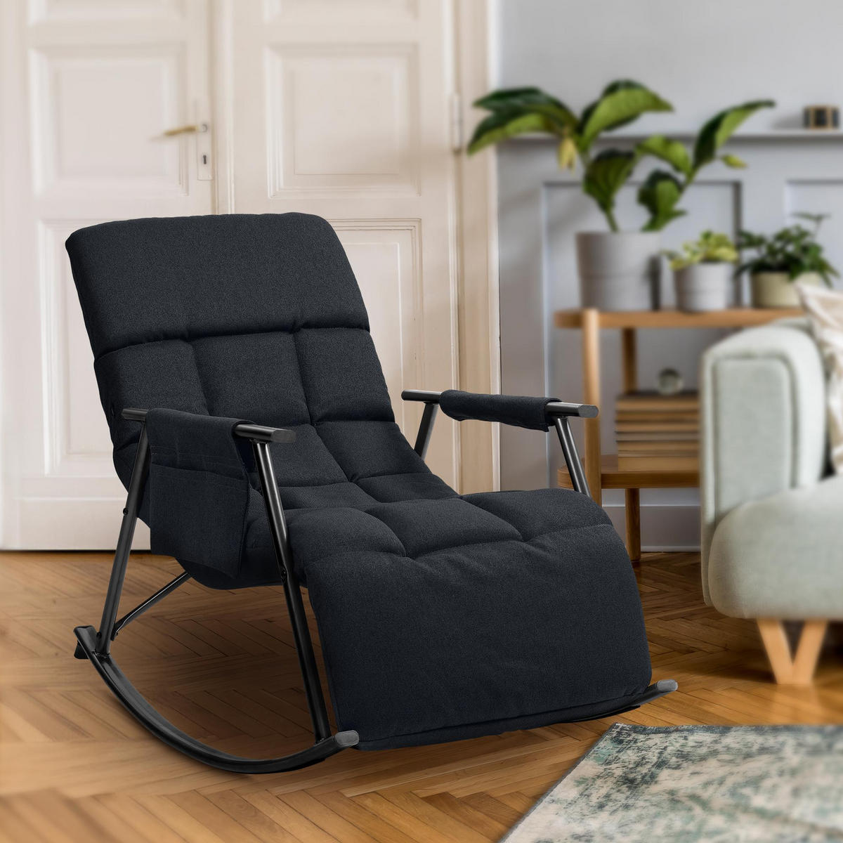 SCHAUKELSTUHL Stoff schwarz - Schwarz, Textil/Metall (61/66/100cm) - CLP