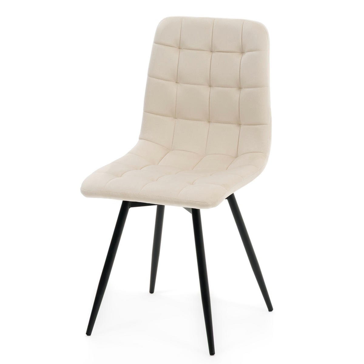 STUHL ARCO drehbar gepolstert mit Steppung - beige - Samt Velours - Beige/Schwarz, Textil/Metall (46/90/51cm) - NEW HOME