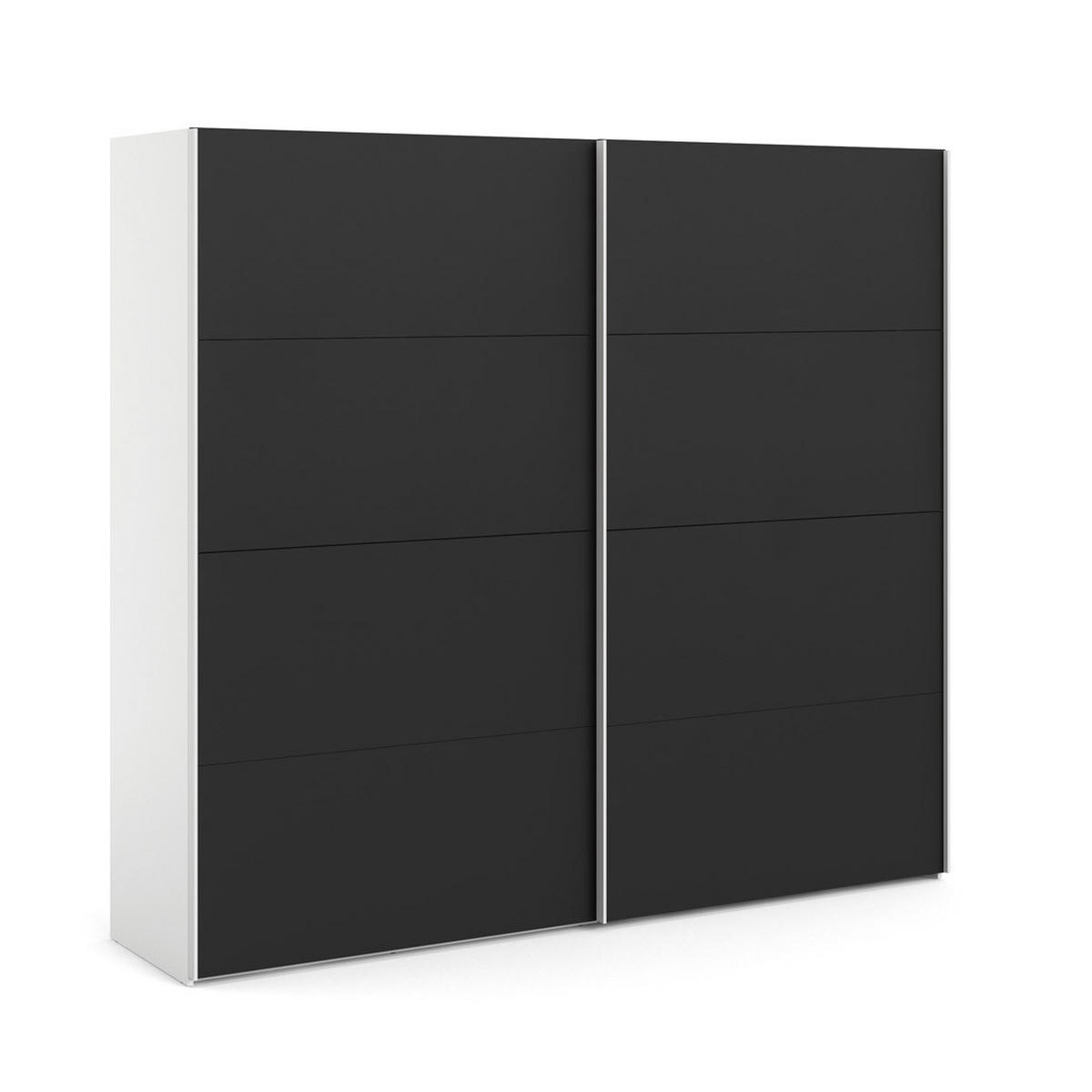 SCHWEBETÜRENSCHRANK mattschwarz - Weiß, Holzwerkstoff (243/221/61cm) - ebuy24