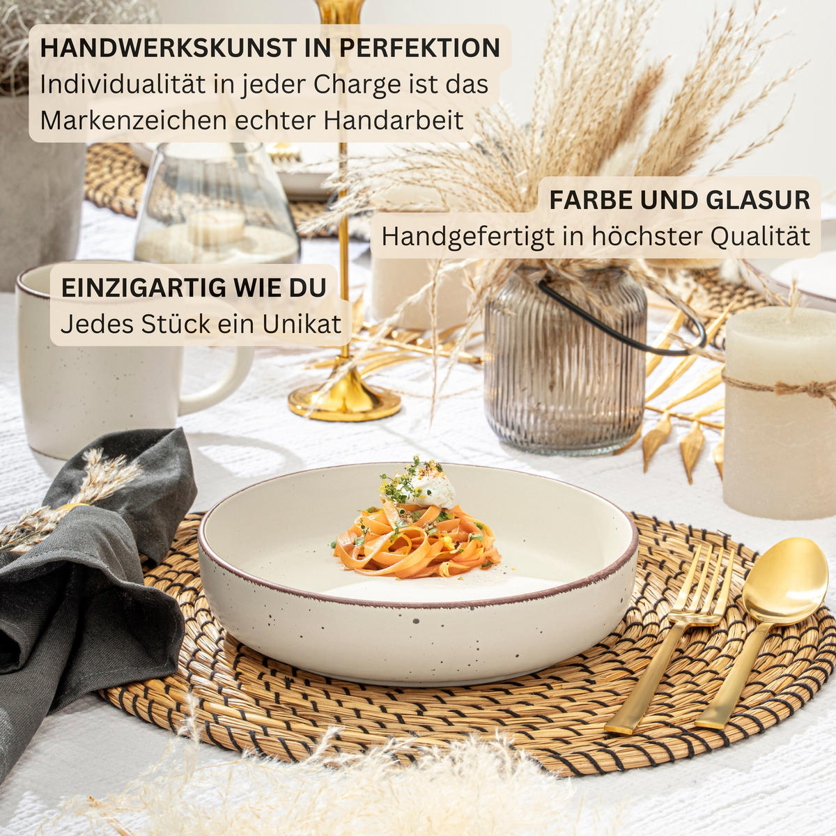 TAFELSERVICE BOMBAY BEACH - 16 teilig aus Steingut - Beige, Stein (27/6.5/27cm) - Sänger