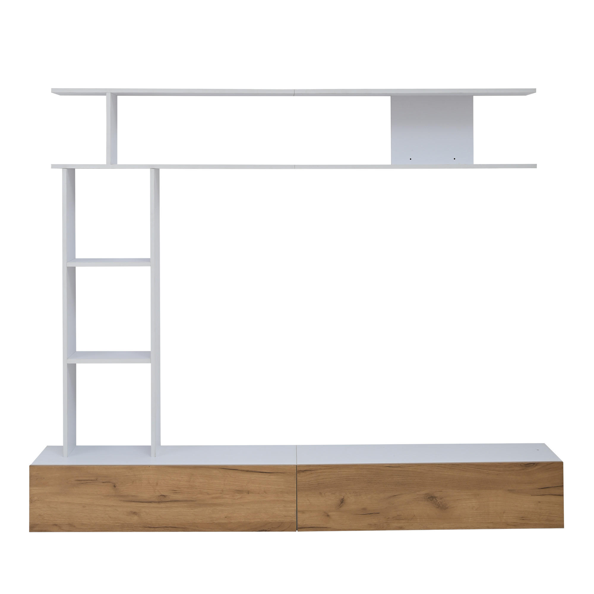 WOHNWAND DE-40374 3-teilig Weiß/Holzfarbe - Weiß, Holzwerkstoff (180/150/35cm) - ComfortXL