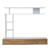 WOHNWAND DE-40374 3-teilig Weiß/Holzfarbe - Weiß, Holzwerkstoff (180/150/35cm) - ComfortXL