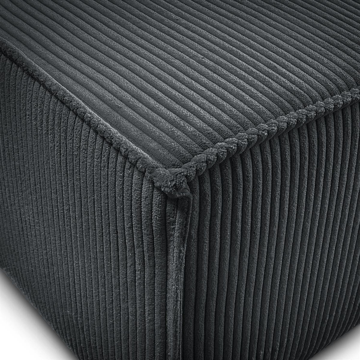 ECKSOFA Gepolstertes CARLO XL Cord mit Schlaffunktion und Bettkasten, Poso 34 - Dunkelgrün, Textil (277/143cm) - Lookway