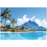 FOTOTAPETE 3D Effekt Strand Meer Palmen Tapete Wohnzimmer 400x280 - Multicolor, Papier (400/280cm) - Wallarena