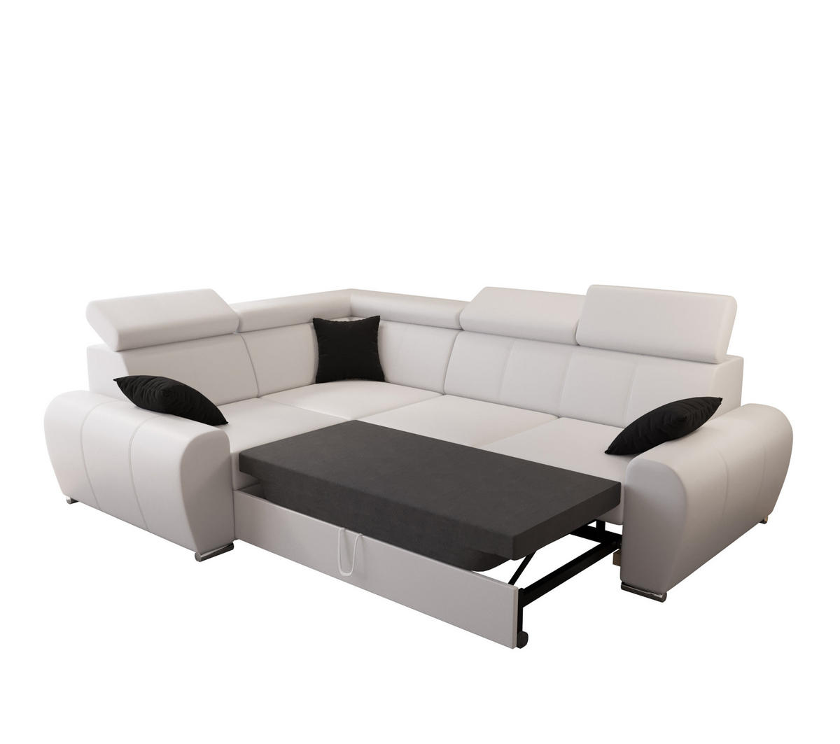 ECKSOFA APOLLO KN08, Eckcouch in L-Form mit Schlaffunktion, Farbe: Dunkelgrau, Velourstoff, Ottomane Rechts - Dunkelgrau, Textil (255/190cm) - O-Sofa