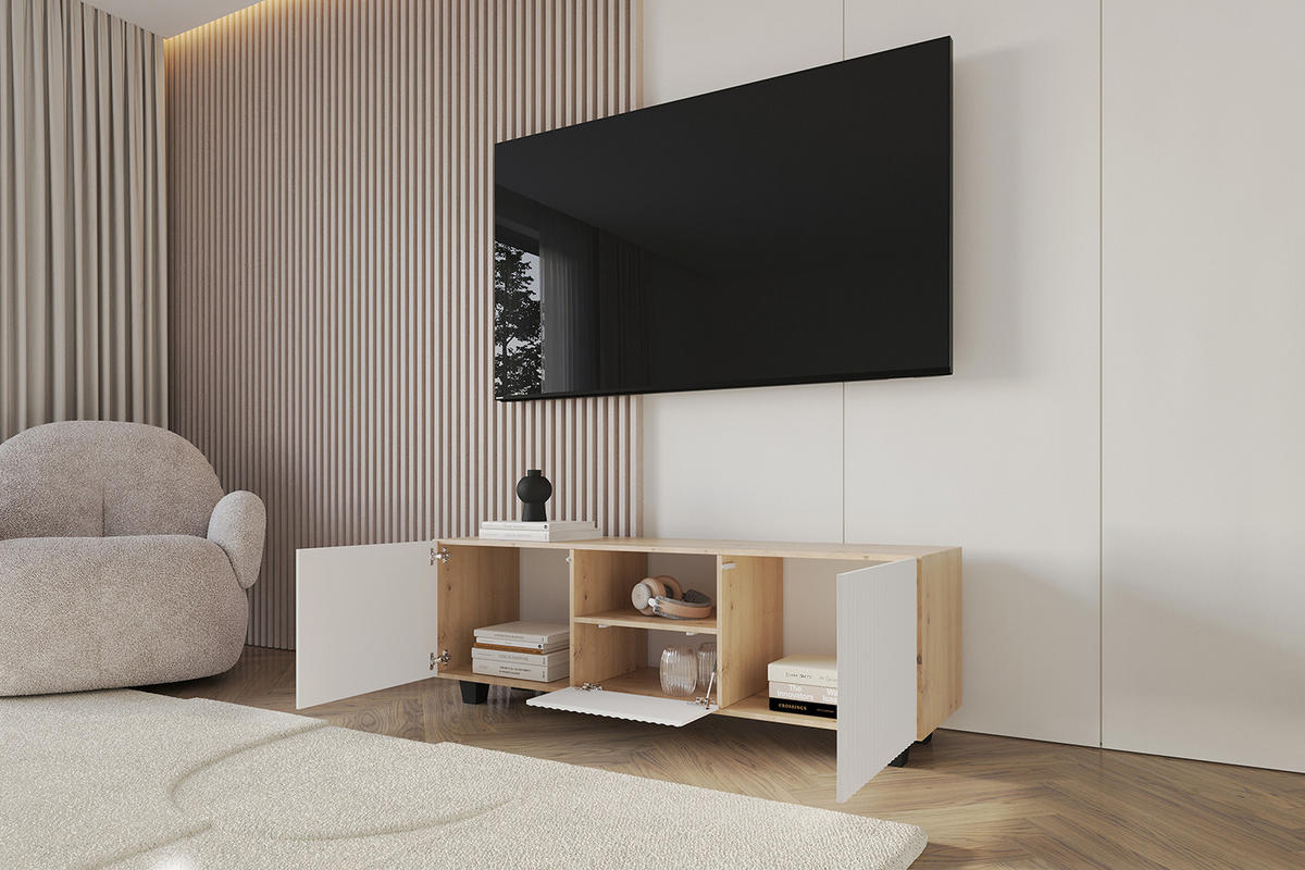 LOWBOARD NOA-2-S 140x50x41 cm - Artisan / Weiß - Schwarz/Weiß, Holzwerkstoff (140/50/41cm) - ALTDECOR