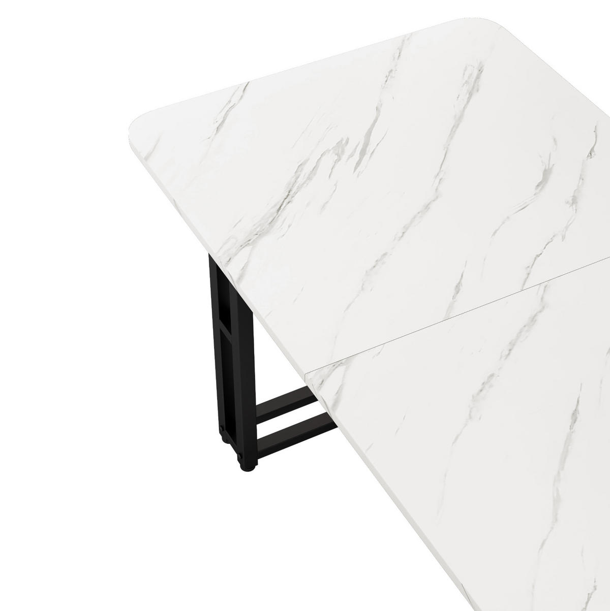 JEDÁLENSKÝ stôl 120 cm MDF čierna/biela s kovovou podnožou - biela, kompozitné drevo (120/70/74cm) - BEAOK