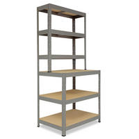 WERKBANK Regal PRO 190x80x60 cm in grau mit 6 Böden und 166 kg Traglast pro Boden - Grau, Metall (80/190/60cm) - shelfplaza