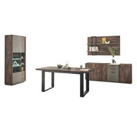 ESSZIMMER-SET Thermo Eiche, grau, Speisezimmer 4-teilig mit Soft-Close - Eichefarben/Schwarz, Glas/Holzwerkstoff (200/200/81cm) - Furn.Design
