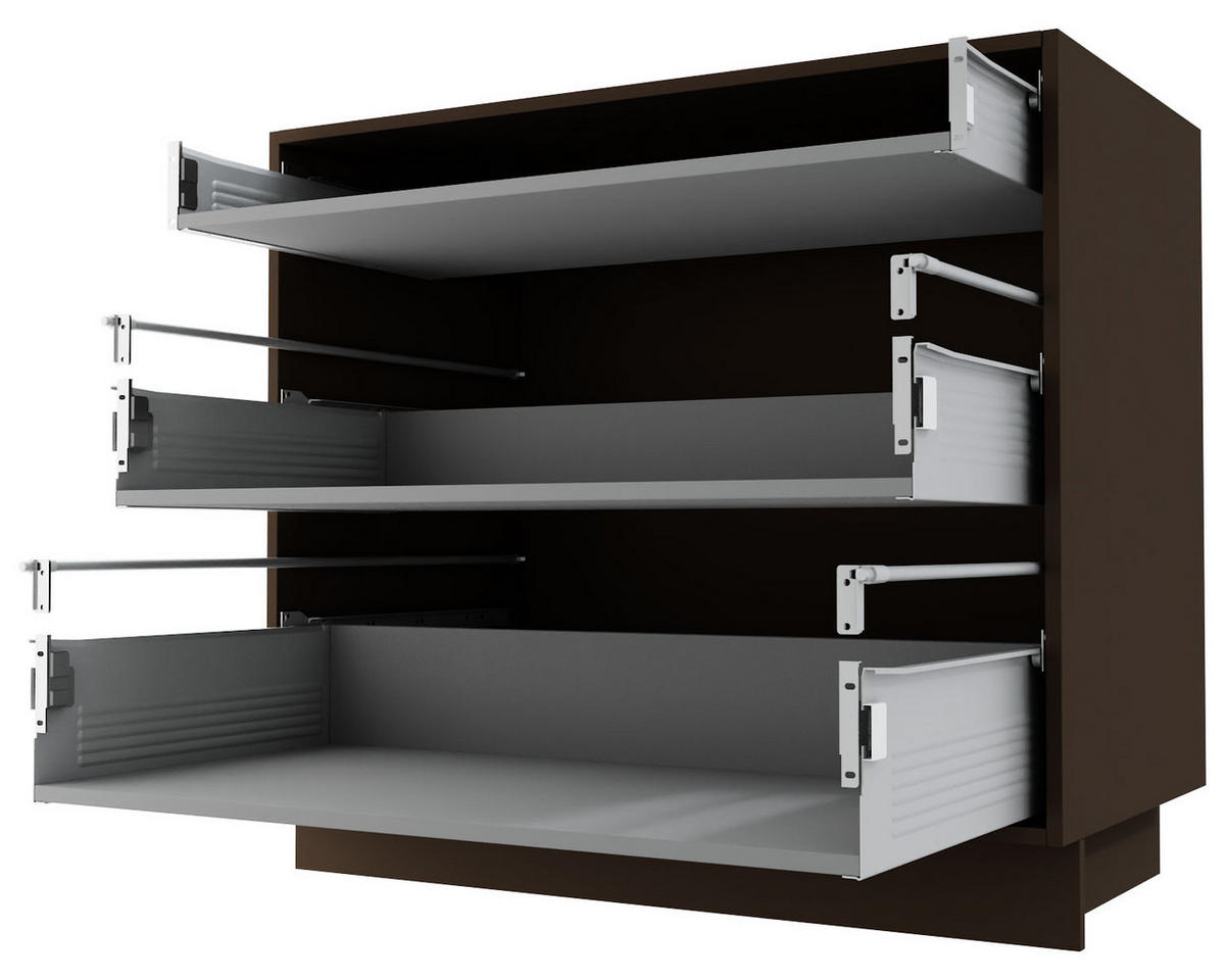 SCHUBLADENUNTERSCHRANK Bari D3/80 Lava / RAL 7040 fenstergrau 80 / 50 / 82cm Blum Teilauszug - Dunkelgrau/Grau, Holz/Holzwerkstoff (80/82/50cm) - Feldmann-Wohnen