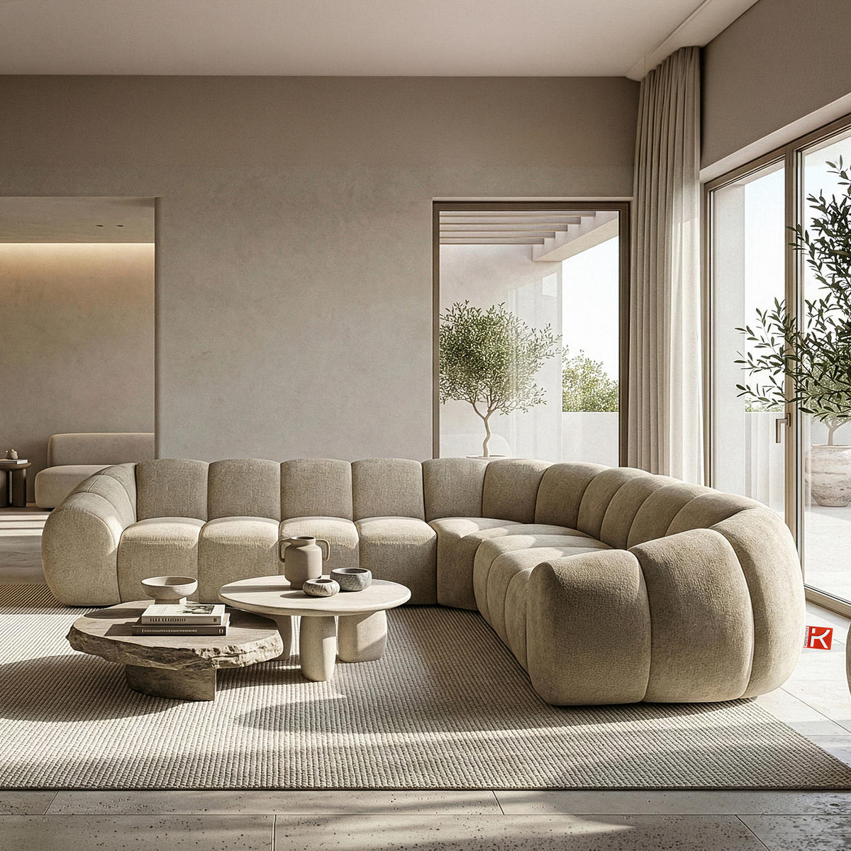 ECKSOFA RECHTS FLAVA, Sandfarben - Sandfarben, Holz/Holzwerkstoff (310/270cm) - KONSIMO®