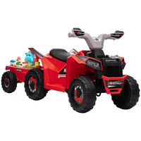 KINDERQUAD Kinder Elektro-Quad 6V Elektroauto mit Anhänger, 2,5 km/h Metall Rot - Rot, Metall (106/41.5/48.5cm) - HOMCOM