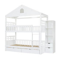 ETAGENBETT 90/200 cm Hausform mit Leiter und Stauraum, DE-41775, in Weiß - Weiß, Holzwerkstoff (90/200cm) - ComfortXL