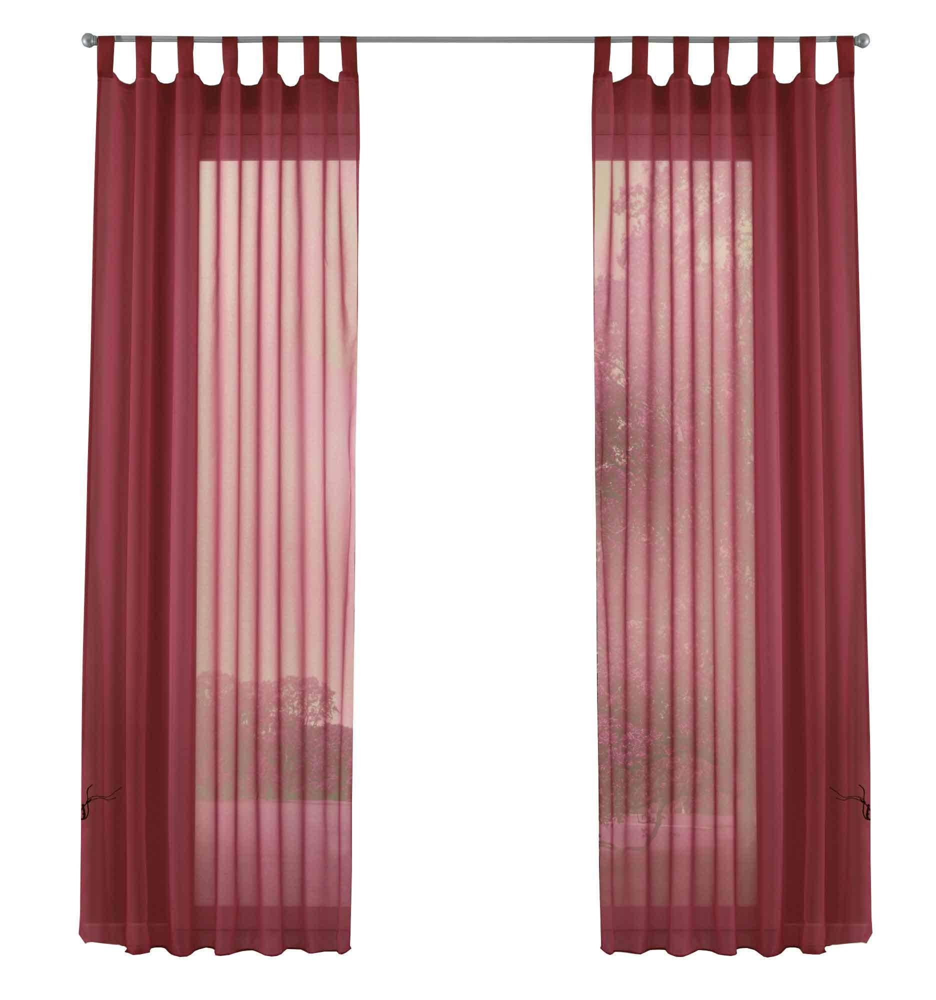 SCHLAUFENGARDINEN Voile 2er Set 175x140 cm Bordeaux - Bordeaux, Textil (140/175cm) - Gardinenbox.eu