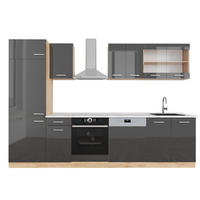 PENTRY R-Line Antracit högblank/Goldkraft ek 300 cm , AP Marble - Honungsek/Svart högglans, Träbaserade material (300/206.8/60cm) - Vicco